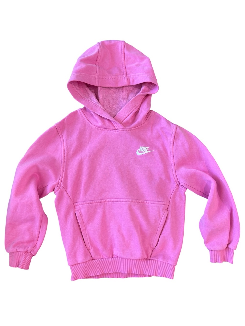 Nike Girls Pink Hooded Sweatshirt Size Small Kangaroo Pocket Hoodie Athletic